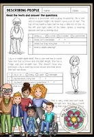 Vista previa - Hojas de trabajo - DESCRIBING PEOPLE - Reading Comprehension - Portada