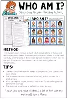 Vista previa - Hojas de trabajo - DESCRIBING PEOPLE - Who am I? (Reading Activity) - página 1
