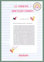 Vorschau - Arbeitsblätter - Suchsel zu Fasching und Kostümen - Wortschatzarbeit - Deckblatt