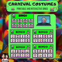 Vista previa - Juegos / Gamificación - CARNIVAL COSTUMES - 40 words - Colour Bingo - Portada
