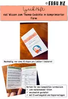 Vorschau - Arbeitsblätter - Lyrikheft Gedicht-Heft Gedichtmerkmale - Deckblatt