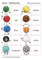 Vista previa - Juegos / Gamificación - colours British English matching cards game juego inglés - página 1