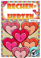 Vorschau - Stationenlernen - Rechenherzen - Additionen im Zahlenraum 10 - Deckblatt