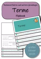 Vorschau - Arbeitsblätter - Terme - Flipbook (Merkheft) mit Lösungen & Infokarten für Freiarbeit - Deckblatt