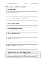 Vorschau - Arbeitsblätter - AB mit Fragen zum Thema "Sahara" + Lösungsblatt + Infografik - Deckblatt