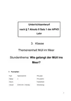 Vorschau - Stundenentwürfe - Müll im Meer Unterrichtsbesuch Stundenverlauf - Deckblatt