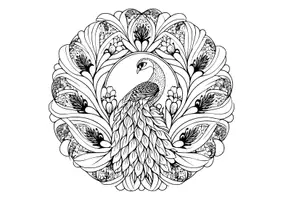 Vorschau - Mal- und Bastelvorlagen - Malvorlage - Mandala (Pfau) - Seite 2