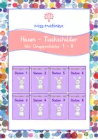 Vorschau - Stationenlernen - Hase Hasenklasse Stationsarbeit Stationen Stationsschilder Schilder lila - Deckblatt