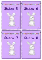 Vorschau - Stationenlernen - Hase Hasenklasse Stationsarbeit Stationen Stationsschilder Schilder lila - Seite 2