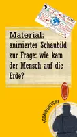 Vorschau - Präsentationen/Tafelbilder - Wie kam der Mensch auf die Erde im animierten PowerPoint-Schaubild - Deckblatt