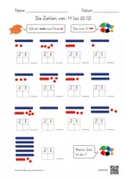 Vorschau - Arbeitsblätter - Zahlbilder - Die Zahlen von 11 bis 20 (8 AB mit Lernvideolink) - Seite 1