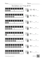 Vorschau - Arbeitsblätter - Zahlbilder - Die Zahlen von 11 bis 20 (8 AB mit Lernvideolink) - Seite 3