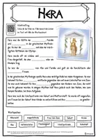 Vorschau - Unterrichtsreihen - Hera - Griechische Götter - Lückentext mit Wortspeicher - Deckblatt