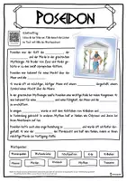 Vorschau - Stundenentwürfe - Poseidon - Griechische Götter - Lückentext mit Wortspeicher - Deckblatt