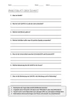 Vorschau - Arbeitsblätter - AB mit Fragen zum Thema "Schrift" + Lösungsblatt - Deckblatt