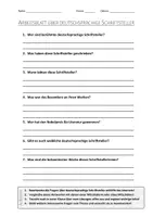 Vorschau - Arbeitsblätter - AB mit Fragen zum Thema "deutschsprachige Schriftsteller" + Lösungsblatt - Deckblatt