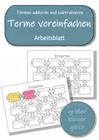 Vorschau - Spiele - Terme vereinfachen (addieren und subtrahieren) – Arbeitsblatt „Irrgarten“ - Deckblatt