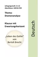 Vorschau - Klassenarbeiten - Klausur Dramenanalyse + EWH: Leben des Galilei (Bild 9) - Deckblatt