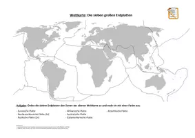 Vorschau - Arbeitsblätter - Arbeitsblatt: Plattentektonik und Erdplatten (mit Lösung) - Deckblatt