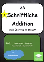 Vorschau - Arbeitsblätter - Schriftliche Addition ohne Übertrag ZR1000 - Deckblatt