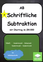 Vorschau - Arbeitsblätter - Schriftliche Subtraktion mit Übertrag ZR1000 - Deckblatt