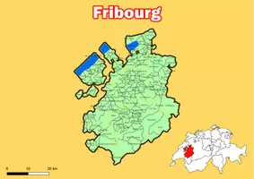 Vorschau - Poster - Karte Administrative Gliederung Kanton Fribourg Schweiz - Deckblatt