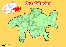 Vorschau - Poster - Karte Administrative Gliederung Kanton Graubünden Schweiz - Deckblatt