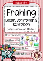 Vorschau - Unterrichtsreihen - Sätze lesen & Bilder zuordnen – Deutsch Klasse 1 Frühling - Deckblatt