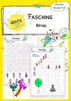 Vorschau - Arbeitsblätter - Fasching - Kreuzworträtsel und Wörtersuche - GRATIS - Deckblatt