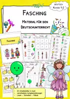 Vorschau - Arbeitsblätter - Fasching - Deutschmaterial in BUNT für Klassen 1-2 - Deckblatt