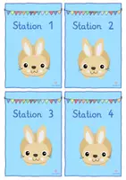 Vorschau - Stationenlernen - Frühling Stationsschilder Hasenklasse Ostern hellblaue Version classroom management - Seite 1