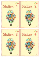 Vorschau - Stationenlernen - Stationsschilder 1-12 Glühbirne classroom management freebie - Seite 1