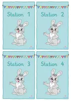 Vorschau - Stationenlernen - Frühling Stationsschilder 1-20 Hase grün-türkis classroom management - Seite 1