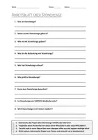Vorschau - Arbeitsblätter - AB mit Fragen zum Thema "Stonehenge" + Lösungsblatt + Infografik - Deckblatt