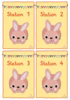 Vorschau - Stationenlernen - Frühling Stationsschilder 1-20 Hase gelb classroom management - Seite 1