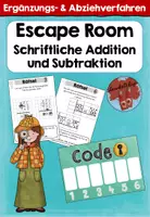 Vorschau - Stationenlernen - Escape Room: Schriftliche Addition und Subtraktion - Deckblatt