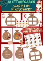 Vorschau - Arbeitsblätter - Differenzierte Klettaufgaben: Was ist im Nikolosack? - Deckblatt