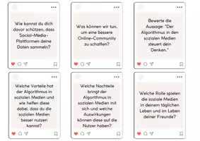 Vorschau - Aufgabenkarten - Reflexionsfragen Algorithmus in den sozialen Medien - Seite 3