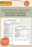 Vorschau - Arbeitsblätter - 2x Bewertungsbogen Checkliste Balladenvortrag mit/ohne Projekt - Deckblatt
