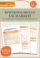 Vorschau - Lehrpläne/Lehrermaterial - 2x Bewertungsbogen Facharbeit Deutsch mit/ohne Prozessnote DOCX PDF - Deckblatt