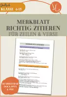 Vorschau - Merkblätter - Merkblatt Zitieren Verse und Zeilen DOCX PDF - Deckblatt
