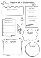 Vorschau - Mal- und Bastelvorlagen - Das bin ich in Sketchnotes - Kreativer Steckbrief - Kennenlernen 🗣️✍️ - Seite 1
