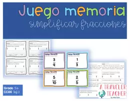 Vista previa - Juegos / Gamificación - Simplificar Fracciones Juego Memoria - página 1