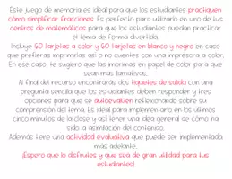 Vista previa - Juegos / Gamificación - Simplificar Fracciones Juego Memoria - página 2
