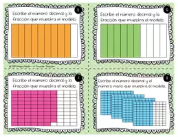 Vista previa - Tarjetas / Manipulativos - Representa fracciones y decimales usando modelos tarjetas problemas - página 2