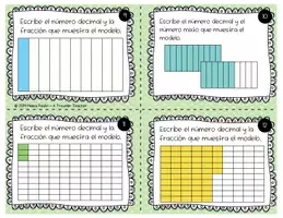 Vista previa - Tarjetas / Manipulativos - Representa fracciones y decimales usando modelos tarjetas problemas - página 3