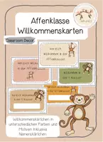 Vorschau - Bildkarten - Willkommenskarten Affenklasse Schulanfang - Deckblatt