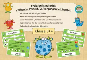 Vorschau - Stationenlernen - Verben im Perfekt: Lesespiel und Würfelkartei - Sparpaket (Klasse 3-4) - Seite 2