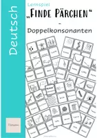 Vorschau - Stationenlernen - Finde Pärchen - Lernspiel - Wörter mit Doppelkonsonanten - Deckblatt