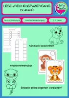 Vorschau - Arbeitsblätter - Lese+Rechenspaziergang blanko Vorlage - Tierkinder - Deckblatt
